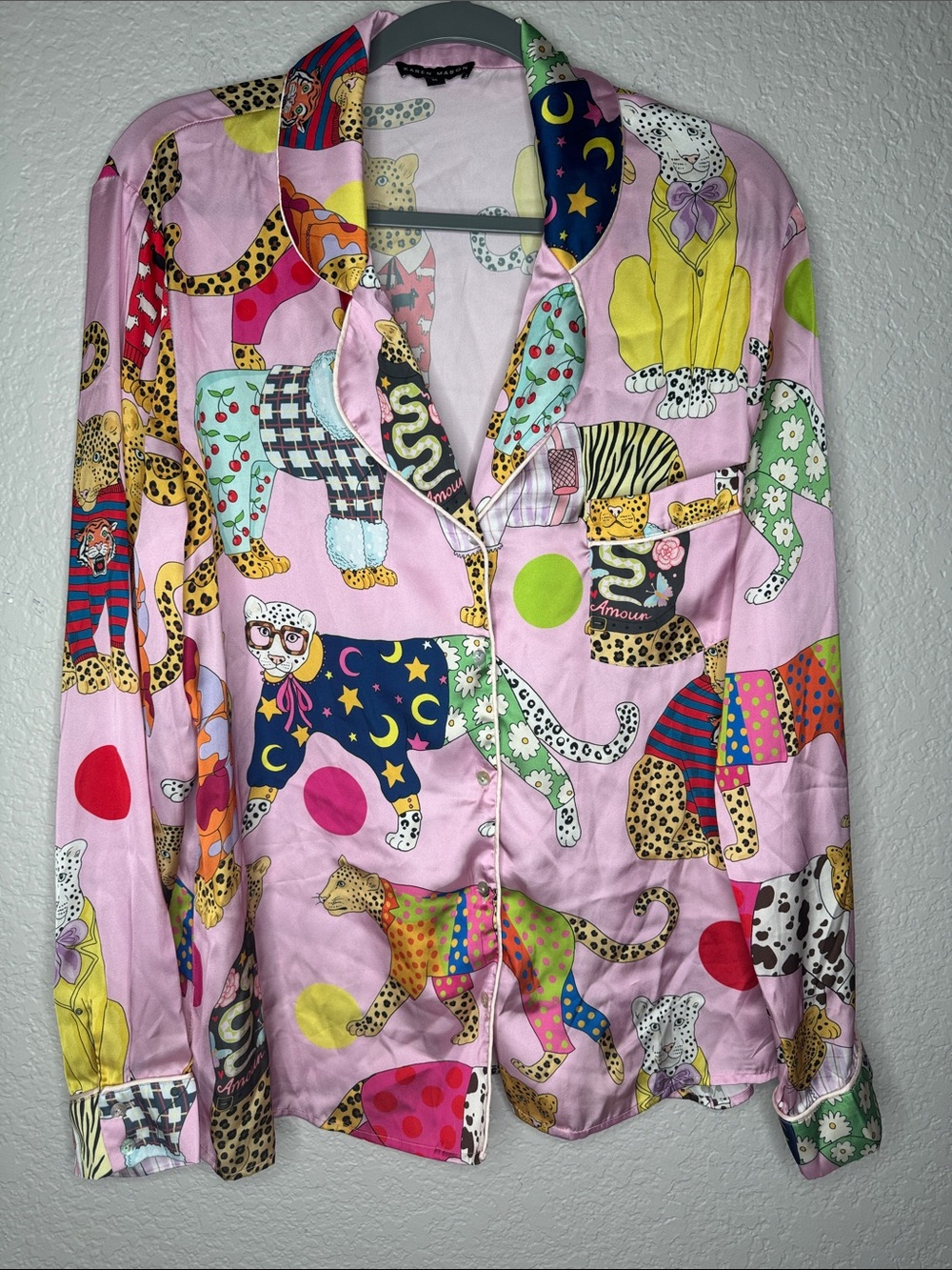 Karen Mabon Long Sleeve Leopards Can't Change Their Spots Pajama Top Medium - Picture 2 of 7